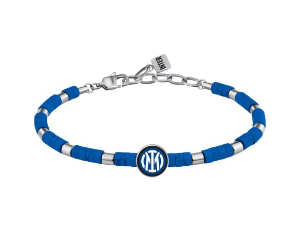 Inter | Bracciale in acciaio e pietre con logo smaltato Inter