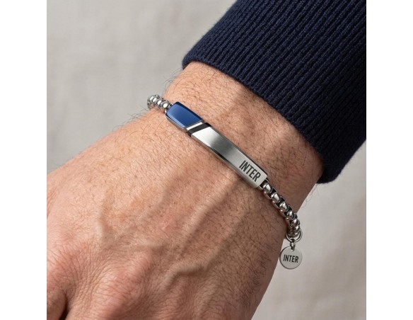 Inter | Bracciale in acciaio bambino con targhetta smaltata Inter