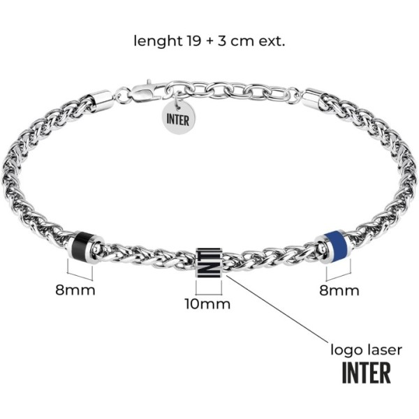 Inter | Bracciale in acciaio con ciondoli Inter