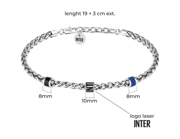 Inter | Bracciale in acciaio con ciondoli Inter