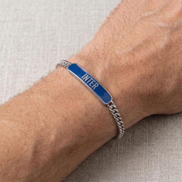 Inter | Bracciale in acciaio con targhetta...