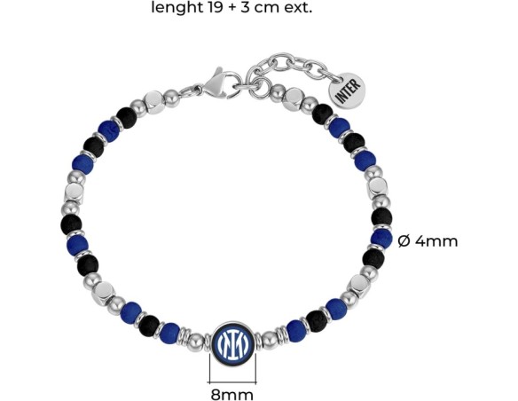 Inter | Bracciale in acciaio e pietre neroazzurre con logo smaltato Inter