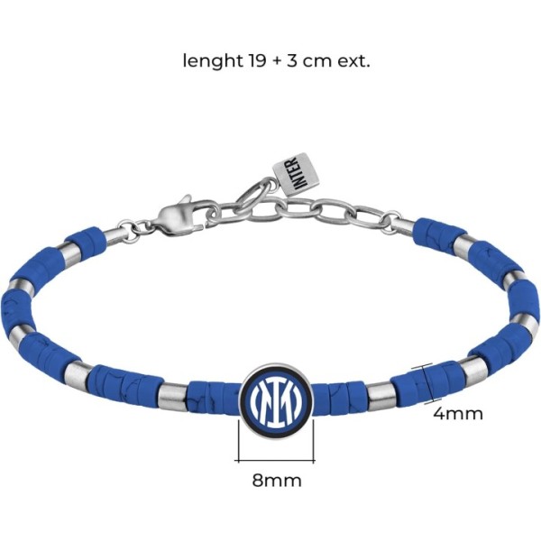 Inter | Bracciale in acciaio e pietre con logo...