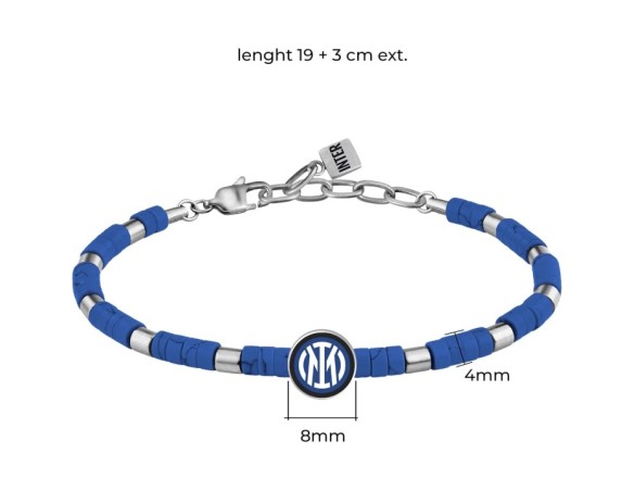 Inter | Bracciale in acciaio e pietre con logo smaltato Inter