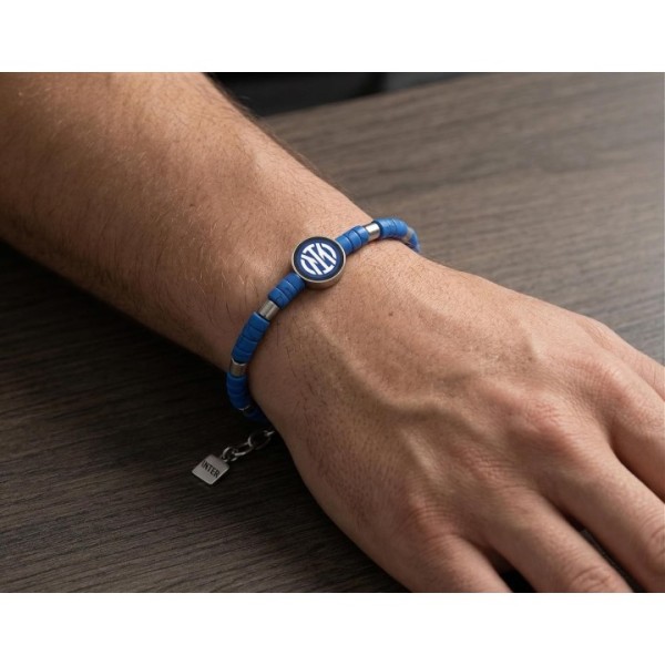 Inter | Bracciale in acciaio e pietre con logo...