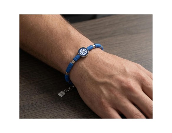 Inter | Bracciale in acciaio e pietre con logo smaltato Inter