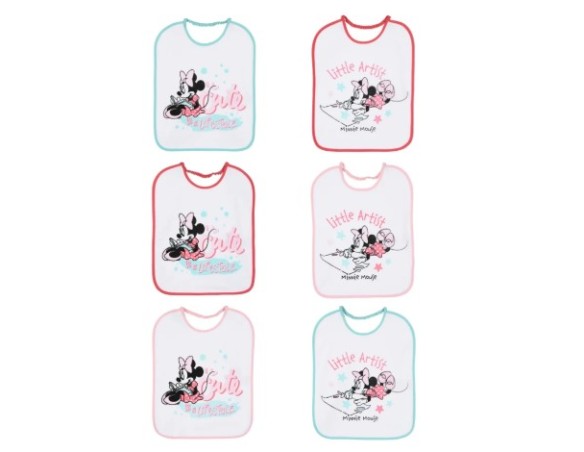 Minnie | 6 BAVETTE GRANDI IN DOPPIA SPUGNA CON ELASTICO MINNIE
