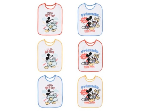 Topolino | 6 BAVETTE GRANDI IN DOPPIA SPUGNA CON ELASTICO TOPOLINO MICKEY MOUSE