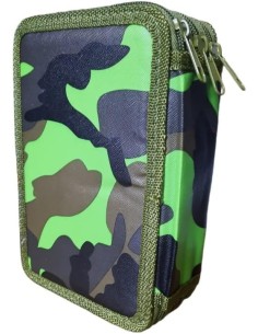 ASTUCCIO SCUOLA 3 ZIP VUOTO DI COLORE VERDE MILITARE CON...
