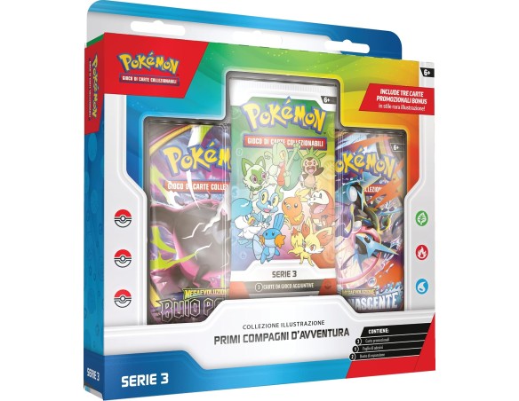 Pokémon: collezione illustrazione Primi compagni d’avventura - Serie 3 del GCC Pokémon (3 carte promozionali, 2 buste di espans