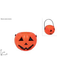 Secchiello zucca portacaramelle in plastica con manico...